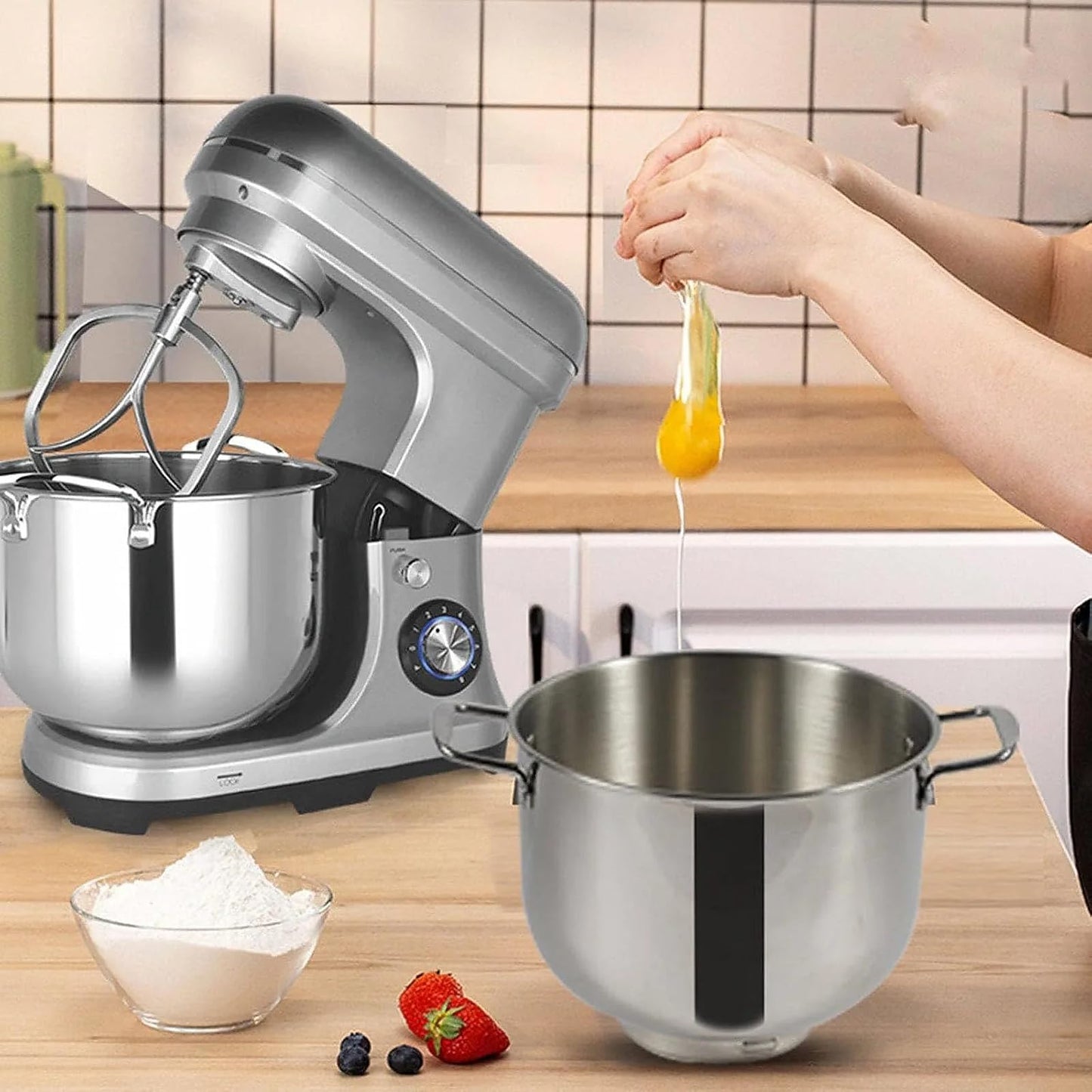 10L commercial dough mixer, heavy-duty stand mixer with hook, whisk and beater for bakery and home use