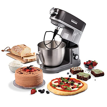 Hamilton Beach Professional 5QT all-metal stand mixer, 12 speeds, attachment hub, includes beater and dough hook