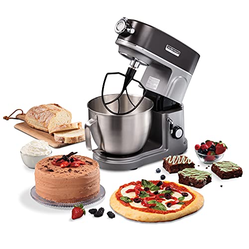 Hamilton Beach Professional 5QT all-metal stand mixer, 12 speeds, attachment hub, includes beater and dough hook