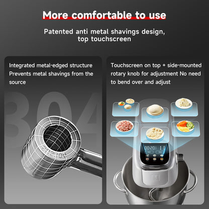 Hauswirt 6QT XL stand mixer, LED touch screen, 11 speeds, full metal structure, for dough, cake and bread