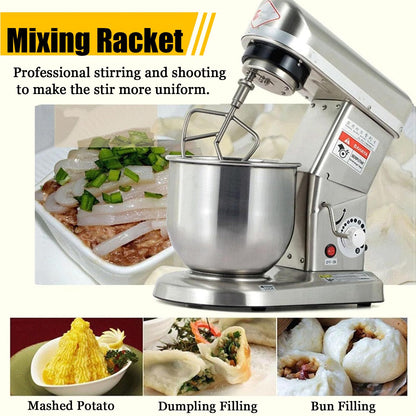 Commercial 5L/7L/10L stand mixer, stainless steel bowl, electric mixer for bakery, pizza and restaurant use, silver
