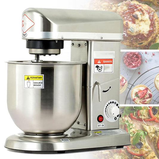 Commercial 5L/7L/10L stand mixer, stainless steel bowl, electric mixer for bakery, pizza and restaurant use, silver
