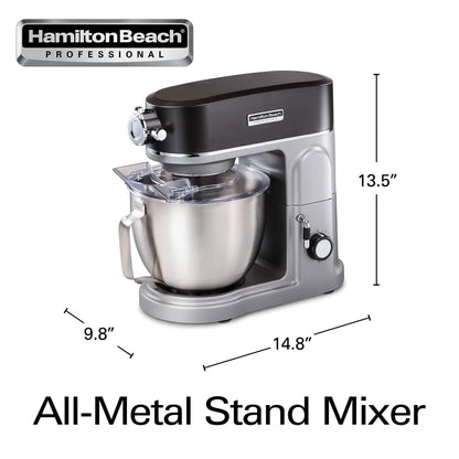 Hamilton Beach Professional 5QT all-metal stand mixer, 12 speeds, attachment hub, includes beater and dough hook