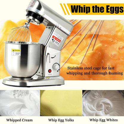Commercial 5L/7L/10L stand mixer, stainless steel bowl, electric mixer for bakery, pizza and restaurant use, silver
