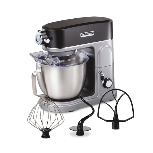Hamilton Beach Professional 5QT all-metal stand mixer, 12 speeds, attachment hub, includes beater and dough hook