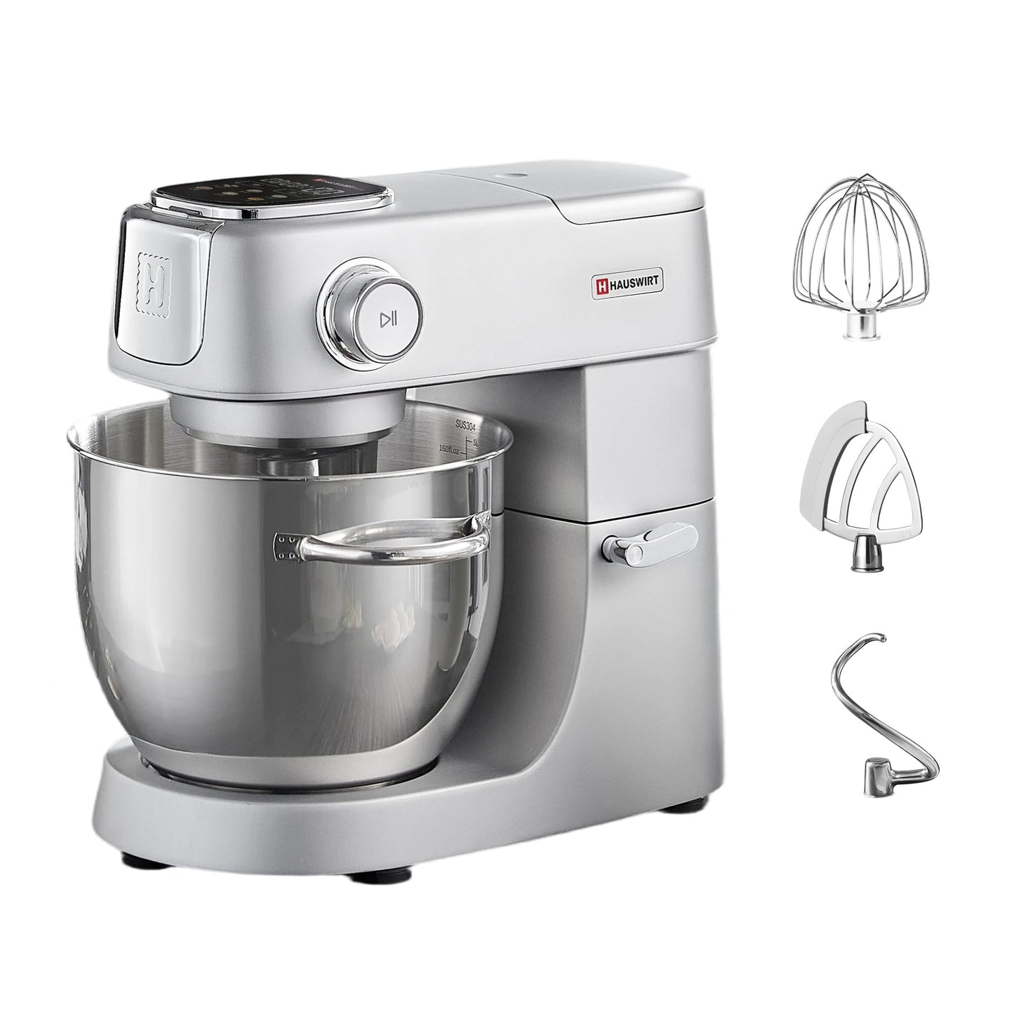 Hauswirt 6QT XL stand mixer, LED touch screen, 11 speeds, full metal structure, for dough, cake and bread