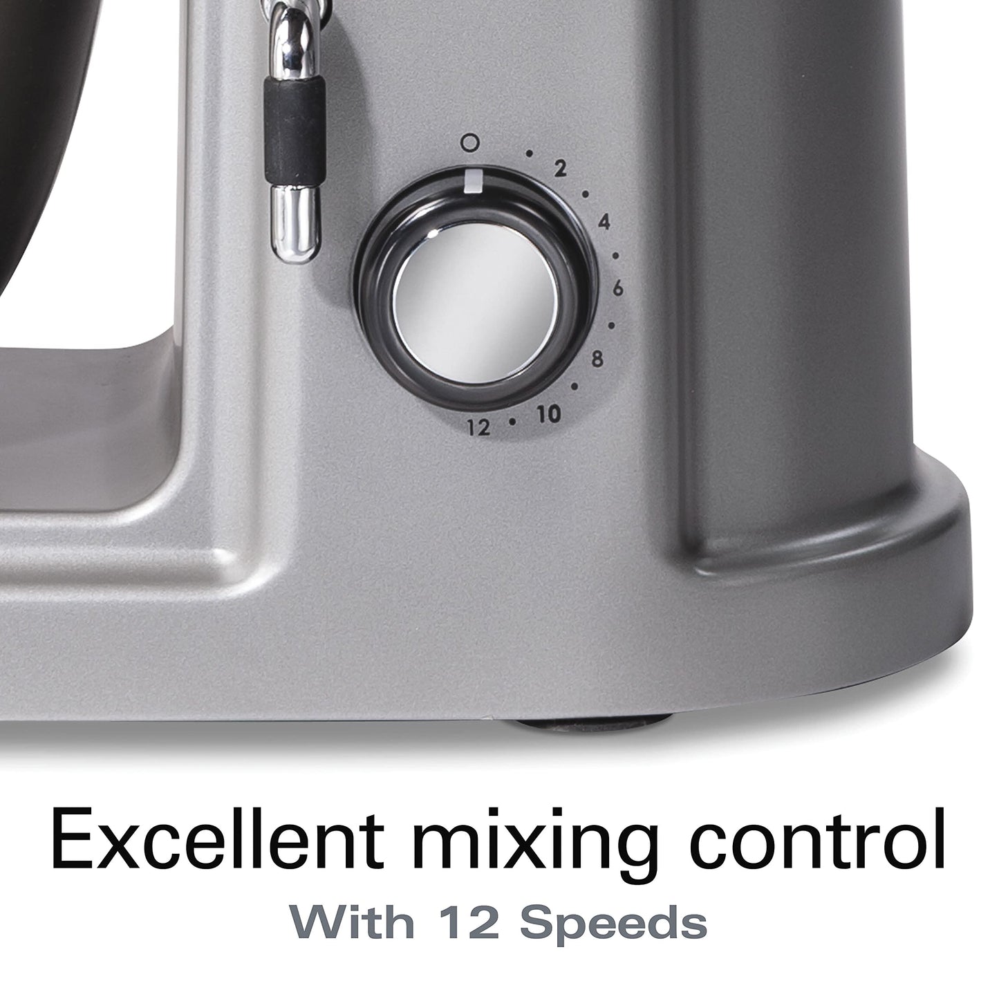 Hamilton Beach Professional 5QT all-metal stand mixer, 12 speeds, attachment hub, includes beater and dough hook