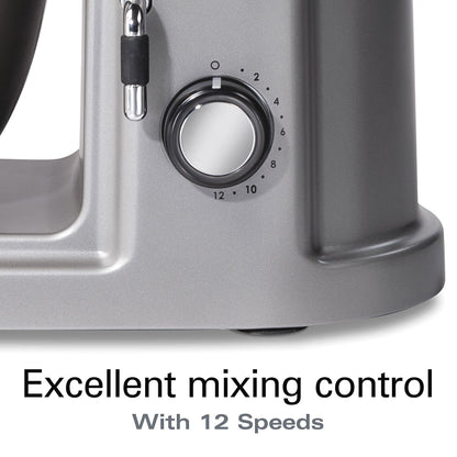 Hamilton Beach Professional 5QT all-metal stand mixer, 12 speeds, attachment hub, includes beater and dough hook