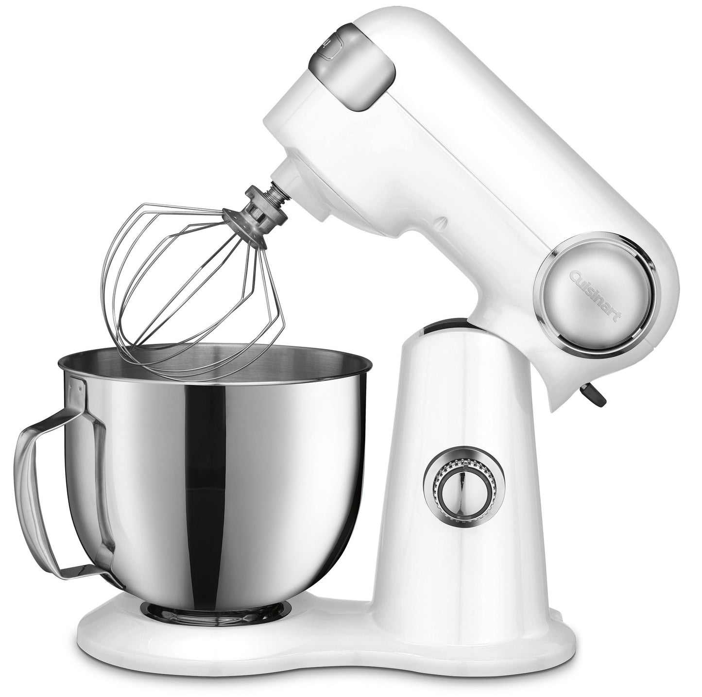 Cuisinart 5.5QT stand mixer, 12 speeds, stainless bowl, whisk, paddle and dough hook, white linen