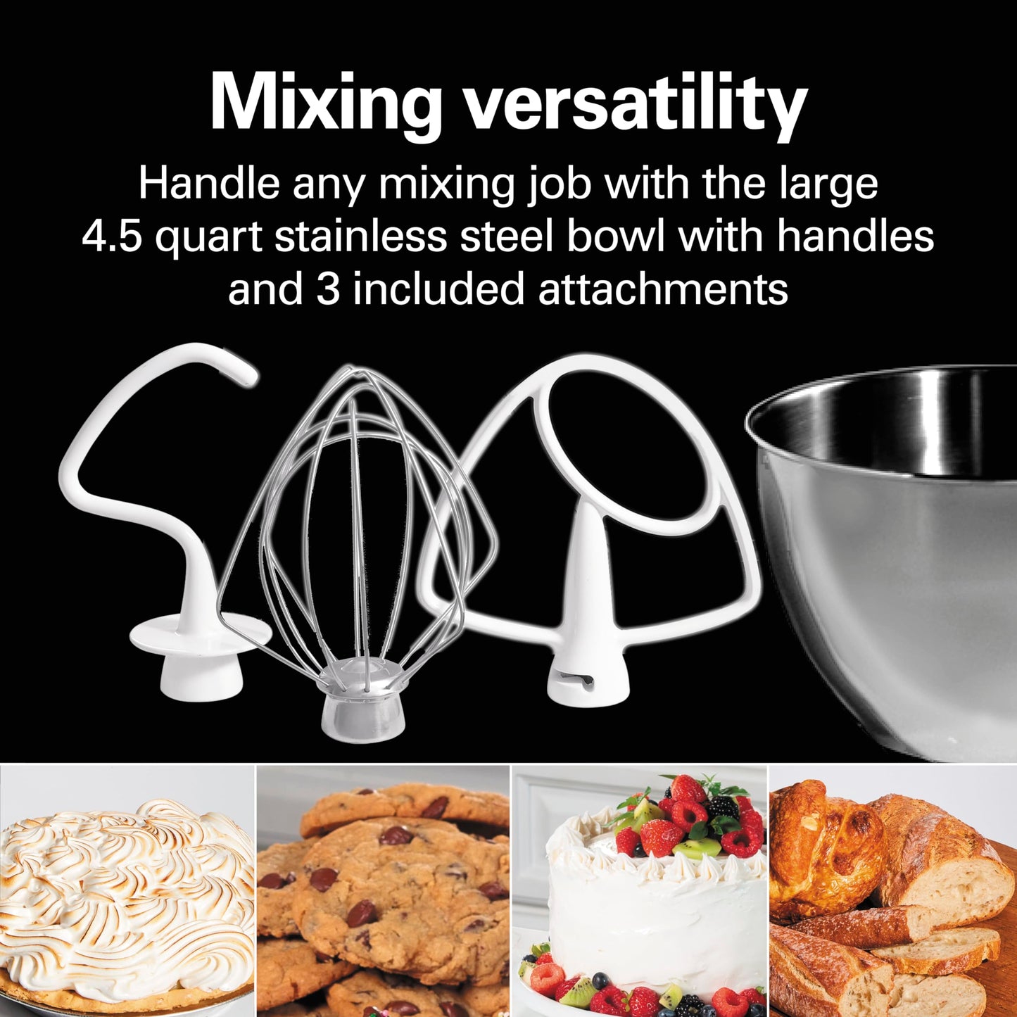 Hamilton Beach All-Metal 12-Speed Electric Stand Mixer, Tilt-Head, 4.5 Quarts, Pouring Shield, Licorice (63227)